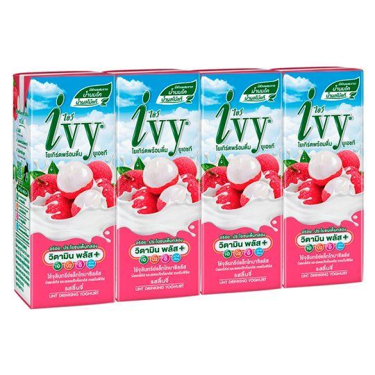 [สินค้าส่งด่วน] ไอวี่นมเปรี้ยวรสลิ้นจี่180มล. แพ็ค 4 IVY DRINKING YOGHURT LYCHEE 180ML. PACK 4