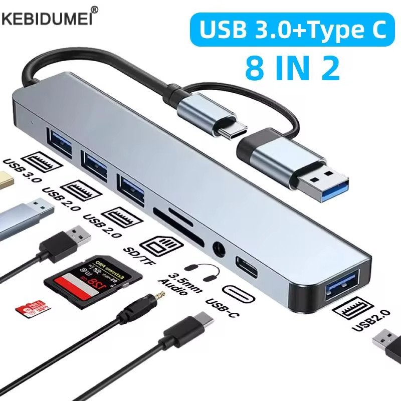 2 in 1 Dual Slot USB-C SD TF Card Reader Adapter Plug and Play OTG Camera Converter เหมาะสําหรับ IPh