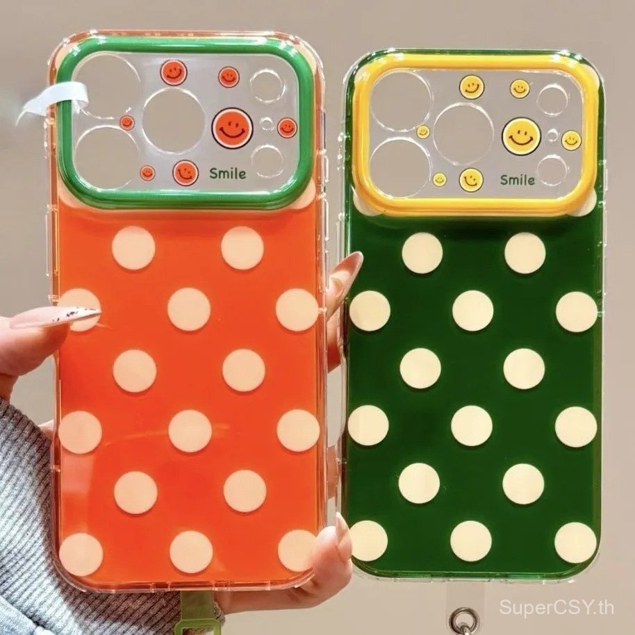 เคสโทรศัพท์โทรศัพท์ เหมาะสําหรับ iPhone 11 12 13 14 15 16 17 Pro max Polka Dot Smiley Face กันกระแทกกันกระแทกเคสรวมทุกอย่าง DUGV