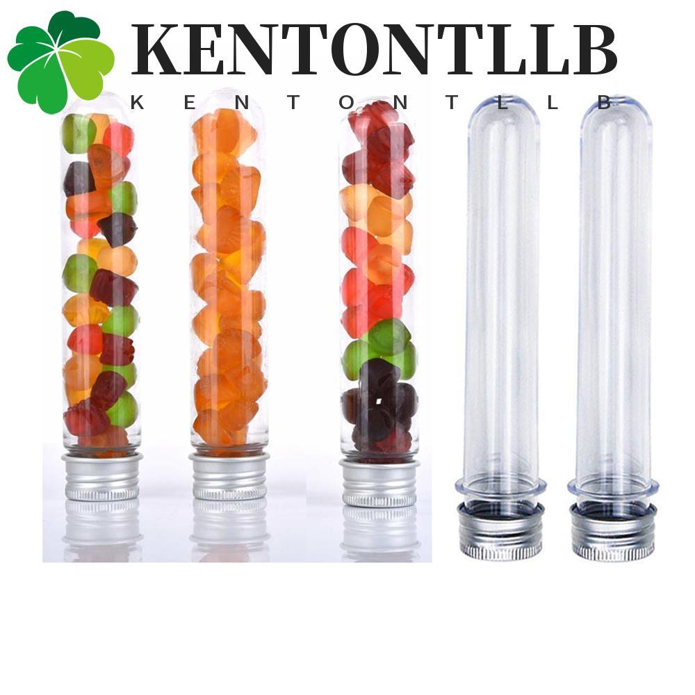 KENTONTLLB หลอดทดลองโปร่งใสอุปกรณ์ห้องปฏิบัติการใสก้นแบนอุปกรณ์การเรียนพร้อมหมวกอลูมิเนียมการทดลองทางวิทยาศาสตร์หลอดทดลองพลาสติก