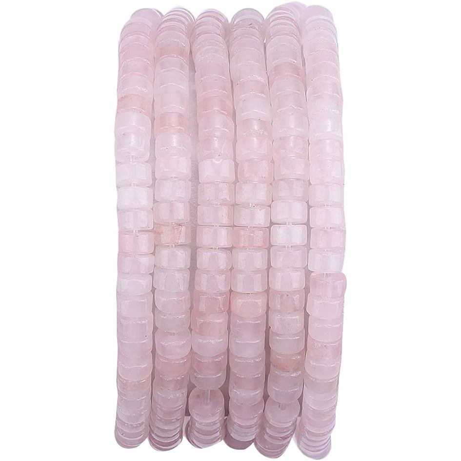 BEADIA ธรรมชาติ Rose Quarts คริสตัล Spacer ลูกปัดหมวกหลวมกึ่งพลอยสําหรับประดับด้วยลูกปัดเครื่องประดั