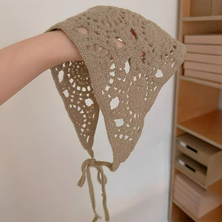 ผู้หญิงวินเทจถักโครเชต์ผ้าโพกหัวหัว Kerchief ผมผ้าพันคอ Headwear อุปกรณ์เสริม