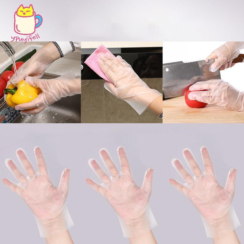 [YPU] 50/100pcs Latex ฟรีถุงมือ TPE ถุงมือทิ้งโปร่งใสลื่นกรดทํางานความปลอดภัยเกรดอาหารในครัวเรือนทํา
