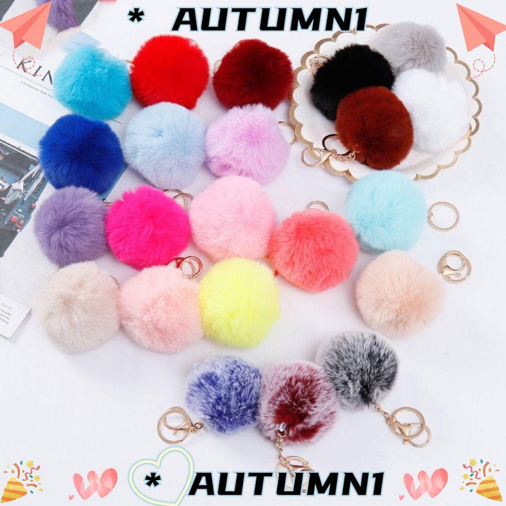 AUTUMN จี้ลูกตุ๊กตา, เลียนแบบกระต่ายขนสัตว์แขวนตกแต่ง Fluffy Ball พวงกุญแจ, น่ารัก 8 ซม.สีทึบรถพวงกุญแจกระเป๋าอุปกรณ์เสริม