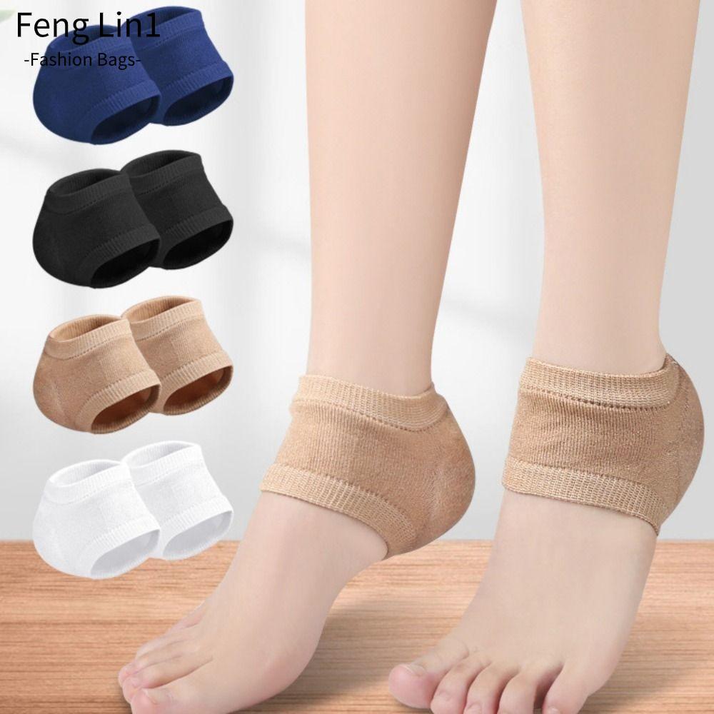 FLIN ฝาครอบส้นซิลิโคนป้องกันผิวแตกร้าว บรรเทาอาการ Plantar Fasciitis แผ่นรองเท้าชุ่มชื้น
