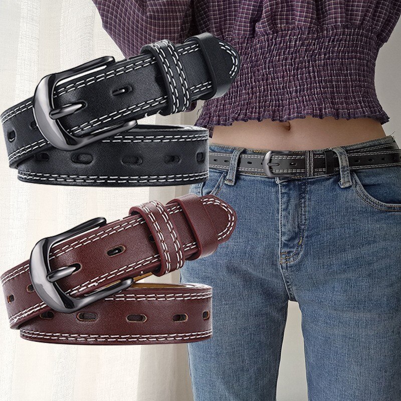 Women's Vintage Belt Pin Buckle Belt Men's Casual Trendy Belt PU Belt For Pairing With Jeans Genuine