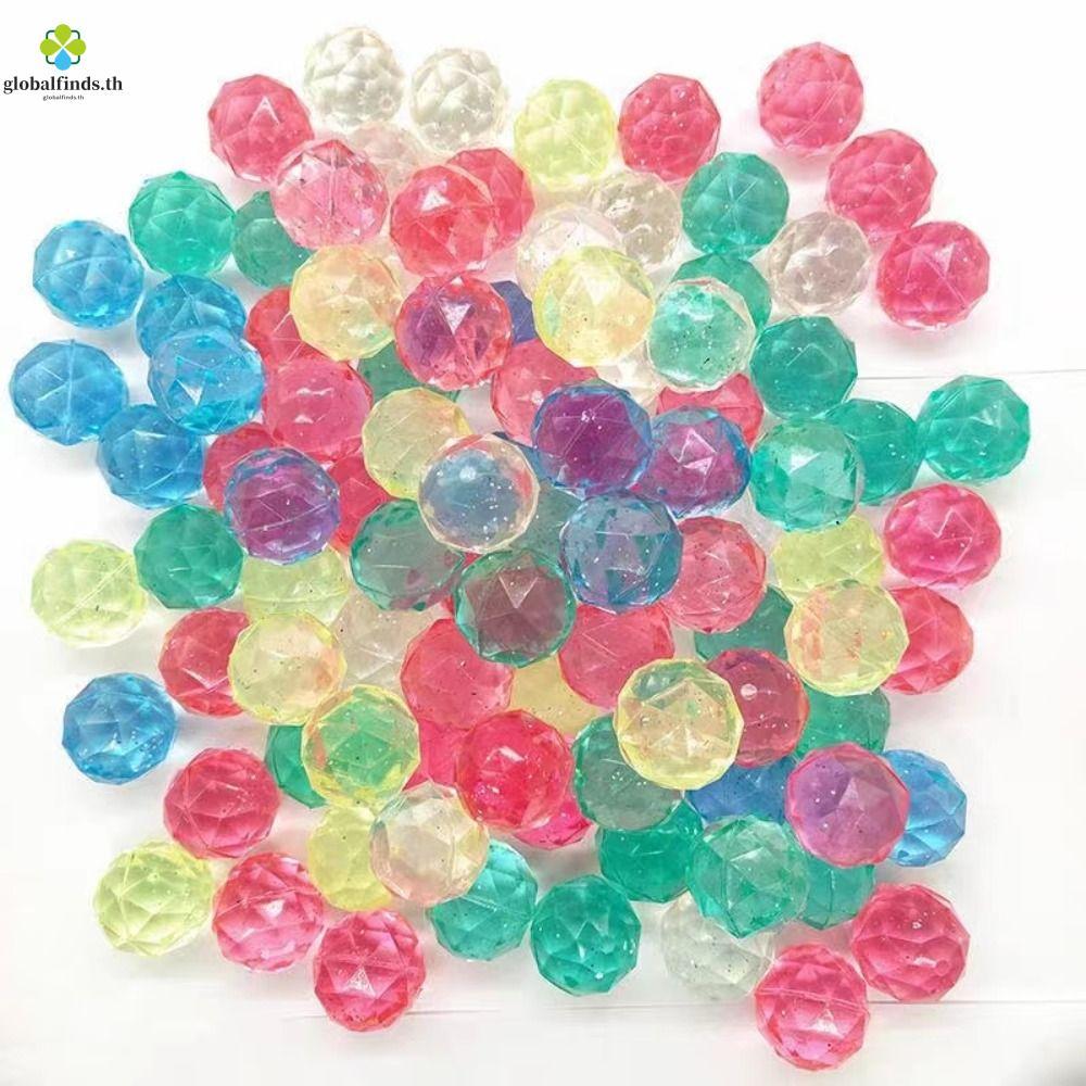 LFINDS 6 ชิ้นยาง Bouncy Ball, สีรุ้งล้างเพชร Bouncy Ball, เพชรรูปร่าง Ball สุ่มขนาดใหญ่ Bouncy ของเล