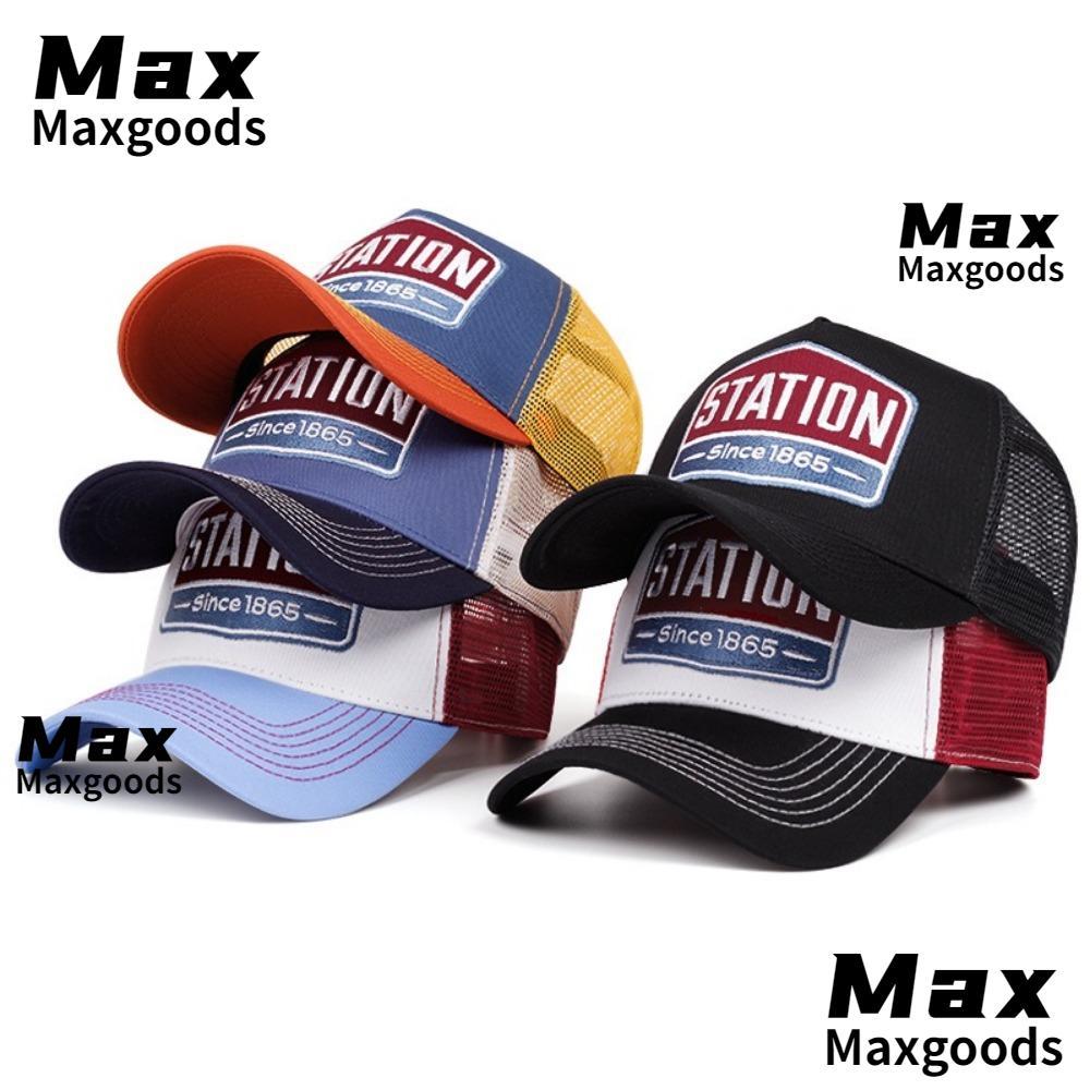 หมวกเบสบอล MAXG, ตาข่าย Breathable Hip Hop หมวก, คลาสสิกปรับ STATION รูปแบบตัวอักษรปัก Trucker หมวกผู้ชายและผู้หญิง