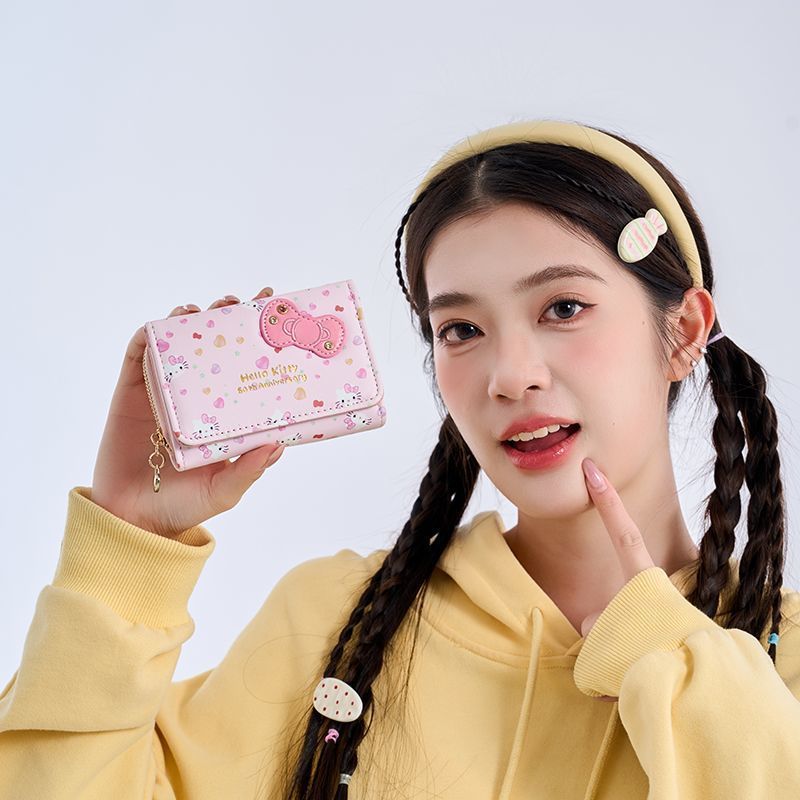 สวัสดี คิตตี้! 50th Anniversary Limited Cat Bow กระเป๋าสตางค์สไตล์น่ารัก Sweet Girl Exclusive Short 