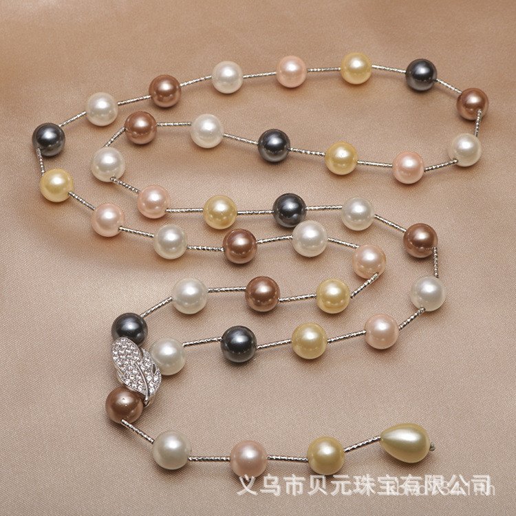 เครื่องประดับมุกสไตล์ลูกปัด Cheongsam สร้อยคอเปลือกแฟชั่นโซ่ปรับ Classy ผู้หญิงเสื้อกันหนาวยาวสร้อยค