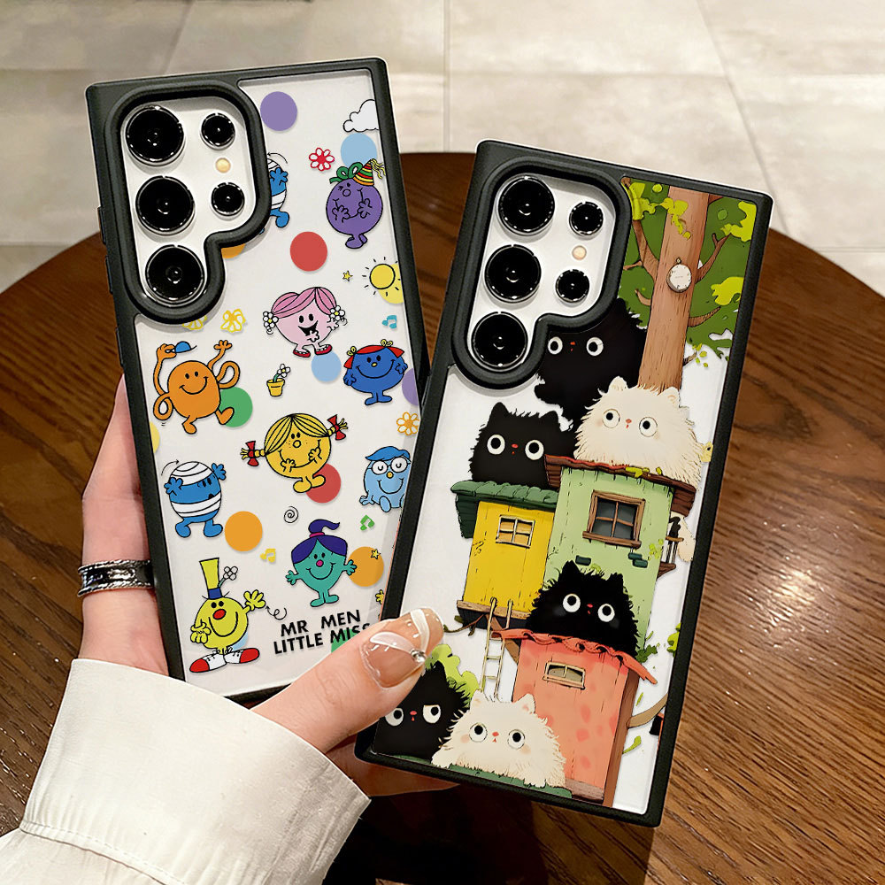 แมวน่ารัก เคส For Samsung A57 A17 A06 A07 A16 A05 A05S A36 A55 A54 A15 A56 A35 A34 A25 S26 S24 อะคริลิกฝ้า เคสโทรศัพท์