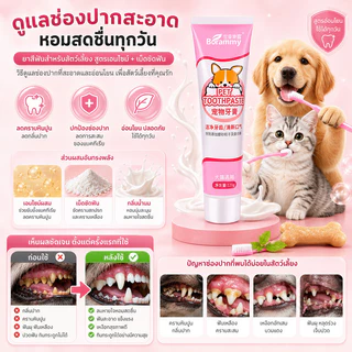 ชุดแปรงฟันสัตว์เลี้ยง แปรงฟันหมา แปรงฟันแมว แปรงสีฟัน+ยาสีฟัน สามารถกลืนกินได้ ลดการสะสมของแบคทีเรีย