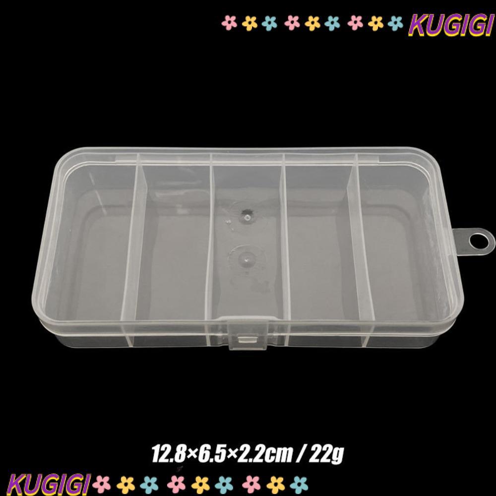 KUGIGI กล่องเหยื่อ, พลาสติก Hangable Luya กล่องอุปกรณ์ตกปลา, โปร่งใส 5 กริดปลาเหยื่อกล่องเก็บตกปลา
