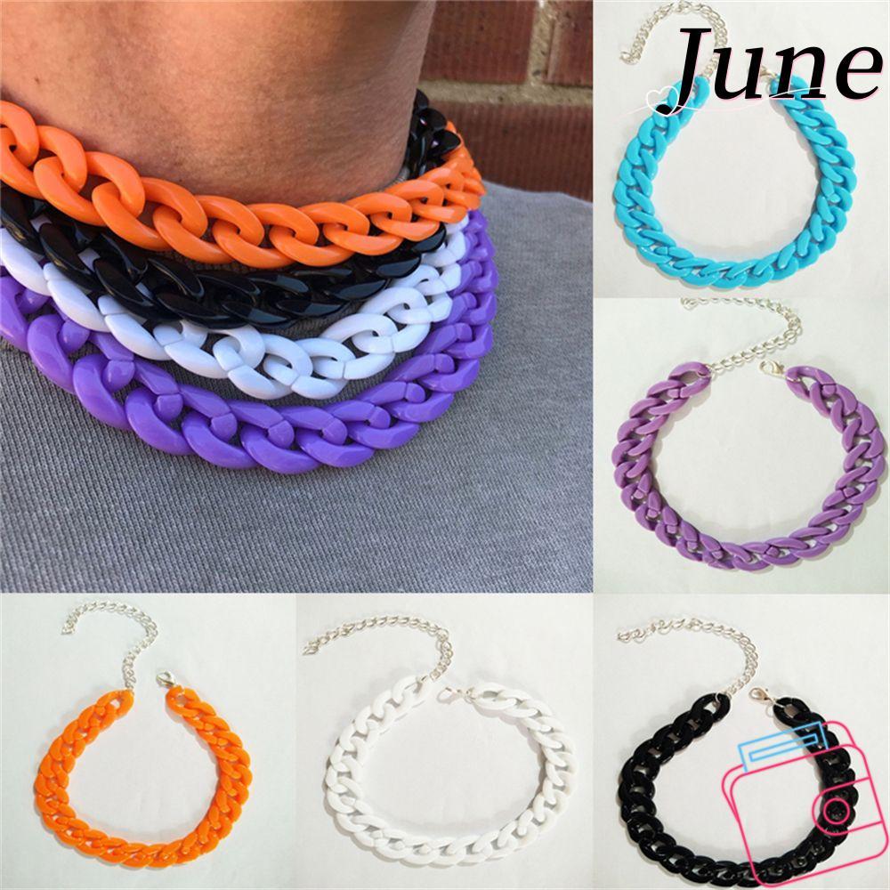 JUNEGOODS สร้อยคอโซ่ Bohemian Cool Chunky Chain Hip Hop Gothic Rock Hip Hop