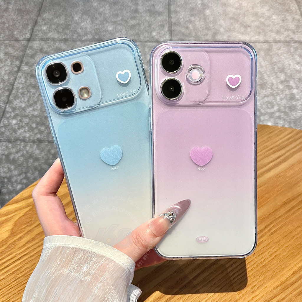 เคส OPPO A6 A5 Pro 5G A6X A6S A6C A6t เคสใสรูปหัวใจ กันกระแทก เคสไล่สี รูปหัวใจนุ่มด้าน สัมผัสแบบด้านด้านหลัง ป้องกันรอยนิ้วมือ