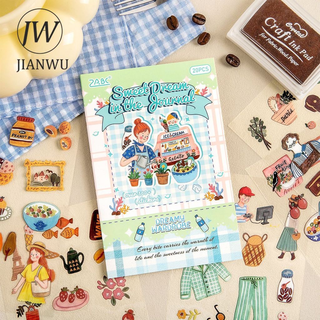 JIANWU Sweet Dream Notes Series ชีวิตน่ารักสัตว์เลี้ยงตัวอักษรภูมิทัศน์วัสดุ Collage PET สติกเกอร์หนังสือ Creative Journal เครื่องเขียน