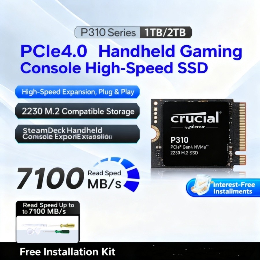 Crucial P310 2230 2280 SSD, 500GB/1TB/2TB/4TB, PCIe 4.0 NVMe M.2, ใช้งานร่วมกับ Steam Deck, เกมมือถื