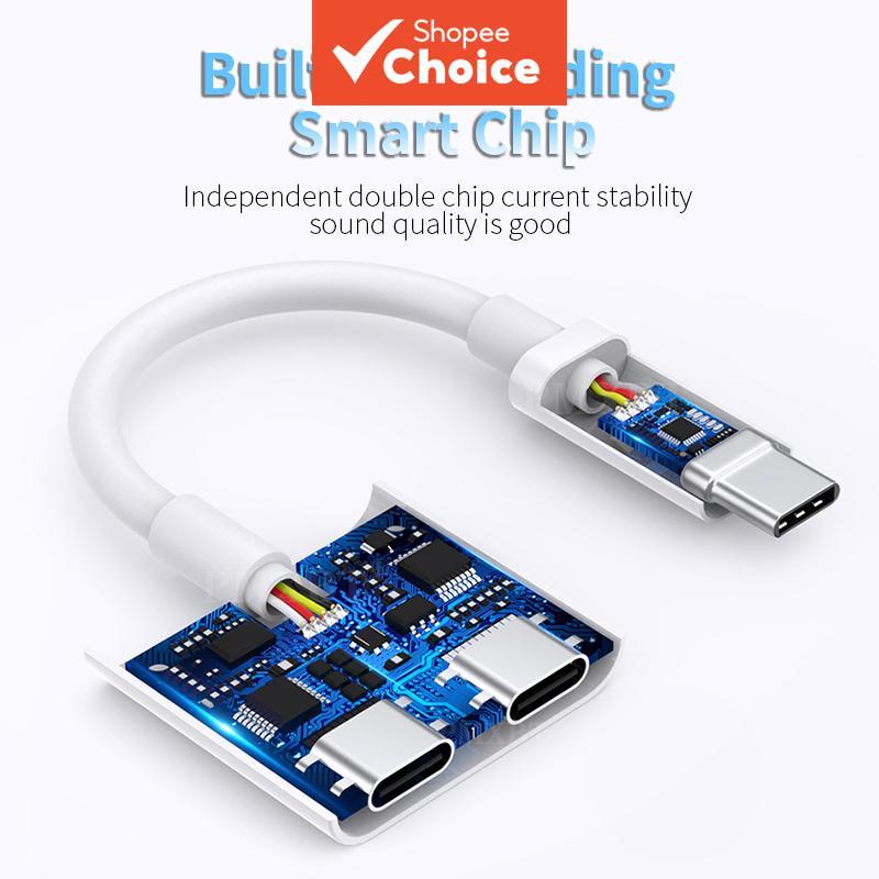 USB-C & L ถึง 3.5 มม. อะแดปเตอร์แจ็ค 2-in-1 PD ชาร์จสําหรับ iPhone 15 S24 Series Elite
