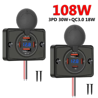 2-4 พอร์ต USB Outlet QC 22.5W PD 30W Type-C Quick Charge & QC3.0 แผง Wall Mount อะแดปเตอร์ชาร์จสําหรับรถบัส ATV รถบรรทุก