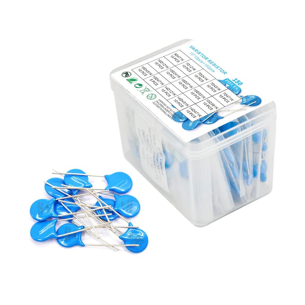 Vriter 15 ค่า 150 PCS แรงดันไฟฟ้า Dependent Resistors Kit Assortment(5D471K,7D121K,7D431K,7D471K,10D