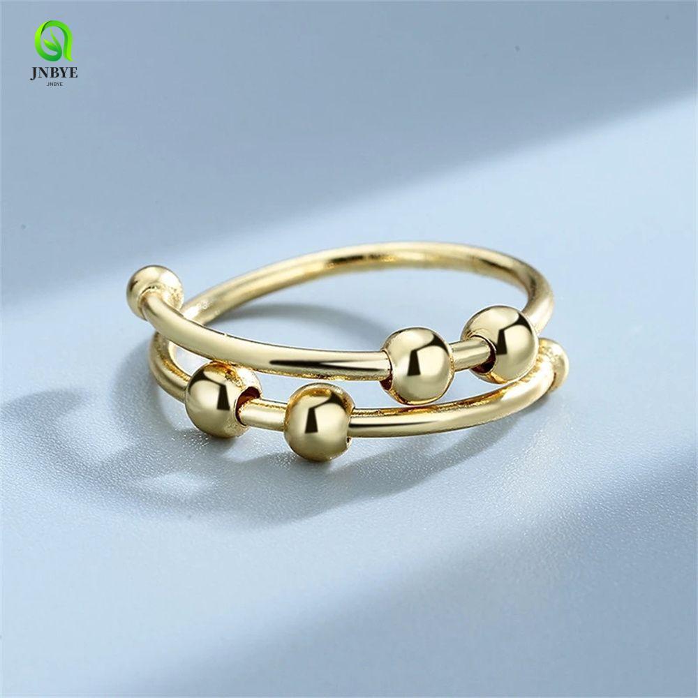 JNBYE Fidget ลูกปัดแหวนโลหะลูกปัดหมุน Jewlery Single Coil สําหรับสาวความวิตกกังวลแหวนของเล่น