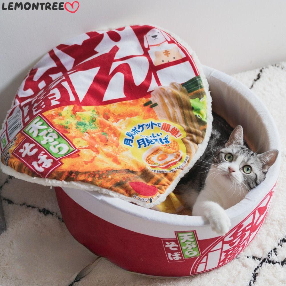 LEMONTREE Instant Noodle Shape Pet House Universal Circular Pet Bed Ramen House เบาะอุ่นน่ารัก