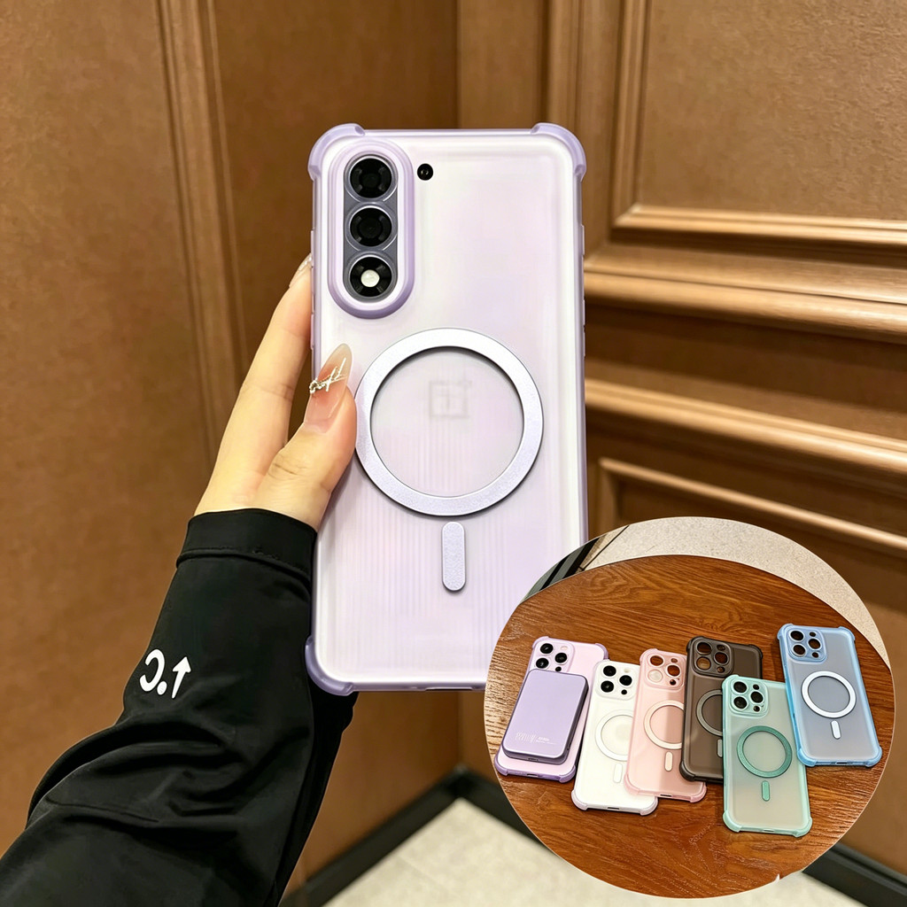 SAMSUNG สําหรับSamsung Galaxy A37 A57 A06 A07 A17 ถุงลมนิรภัยกันกระแทกแม่เหล็กเคสโทรศัพท์สําหรับSamsungA16 A36 A25 A35 A15 A55 A54 A53 A23 A33 A32 A13 A12 A24 A34 Magnetic Clear Cover