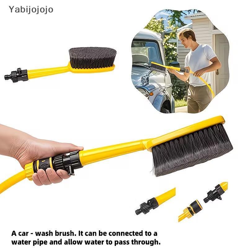 Yabijojojo แปรงล้างรถมัลติฟังก์ชั่นน้ําหนักเบาแบบพกพา Fast Clean Bristle Head สําหรับ Routine Vehicl