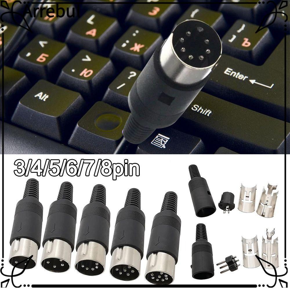 AREBUL DIN ชายหญิงปลั๊ก,แชสซีสาย Mount พลาสติก Handle Audio AV Connector Adapter, 3pin 4pin 5pin 6pi