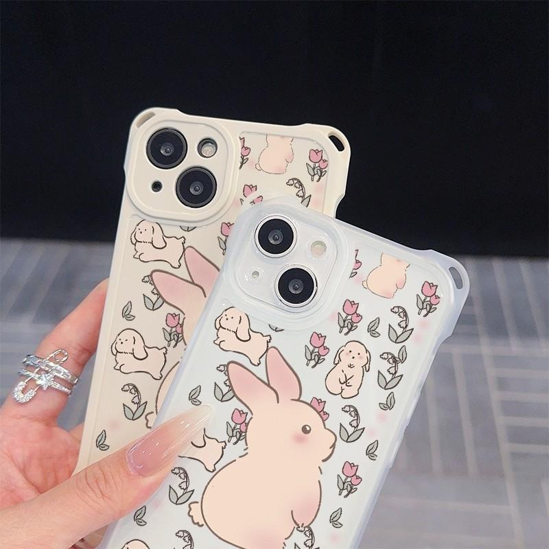 ลายกระต่ายเต็มจอ เคสไอโฟน ป้องกันสี่เหลี่ยมมุม มีรูแขวน มี3สีให้เลือก 17/17Pro/17ProMax/16/16Pro/16ProMax/15/14/13/12/11
