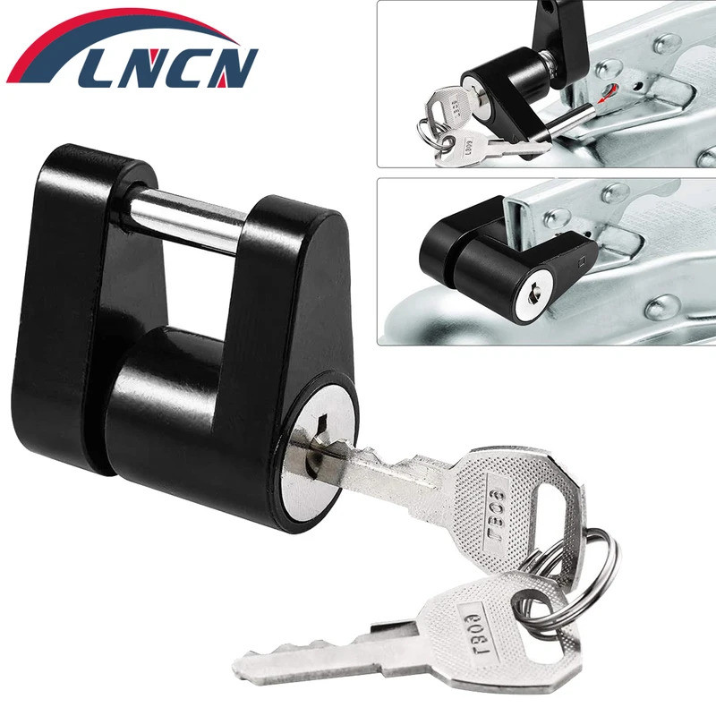 1/4 นิ้วรถ Anti-theft Trailer Hitch Pin ล็อค Coupler ล็อคความแข็งแรงสูงสีดํา Trailer Hitch Coupler L