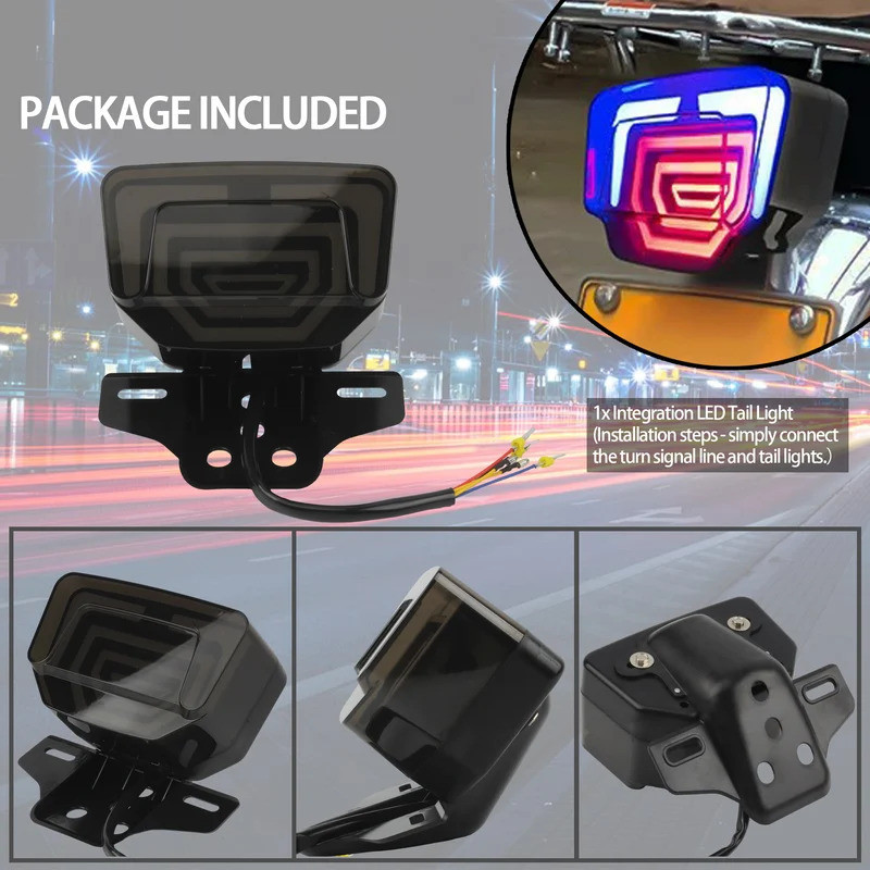 รถจักรยานยนต์ไฟท้าย LED เบรคด้านหลังโคมไฟ Integration หางแฟลชแบบไดนามิกสําหรับ Honda TMX125/155 CG12