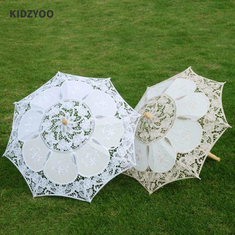 KIDZYOO ร่มสาวดอกไม้, Lady Vintage Lace Parasol ร่ม,ผ้าฝ้ายลูกไม้เจ้าสาวของขวัญแต่งงาน Photo Prop เด็กดวงอาทิตย์ร่ม