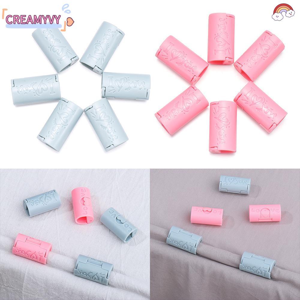 CREAMYVY 6 ชิ้นแผ่นคลิปลื่นที่นอนหัวเข็มขัด Clamp ผ้านวมผ้าคลุมเตียง