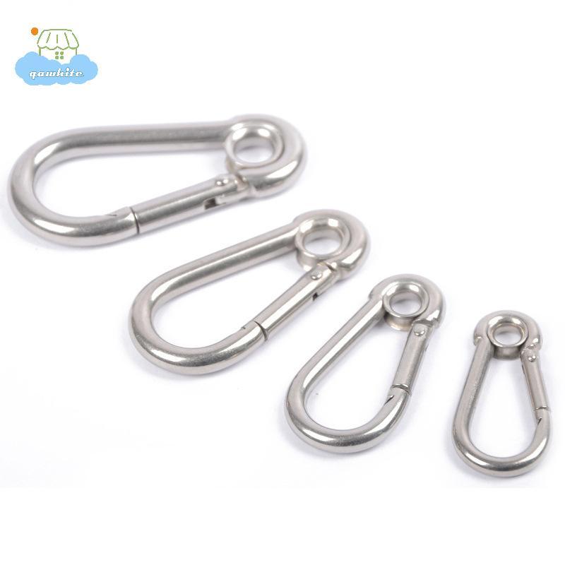[LI] M4 M5 M6 M7 M8 สแตนเลส Carabiner Carbine Snap Hook พร้อมตาไก่สปริง Bule Key Ring IE