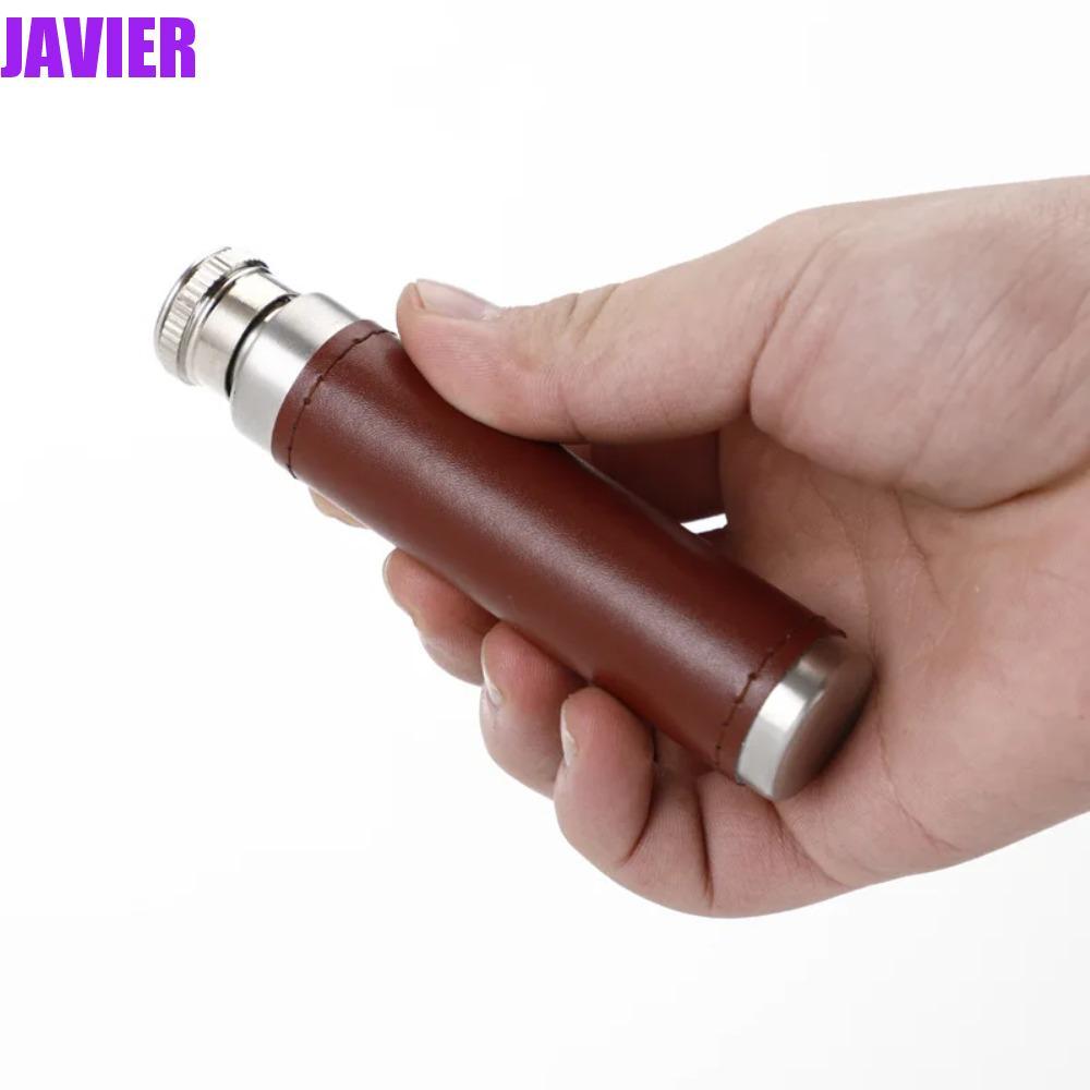 JAVIER ขวดสะโพก, กระบอกก้นแบน Whisky Flagon, ปกหนังแบบพกพาสแตนเลสมินิขวดฤดูหนาว