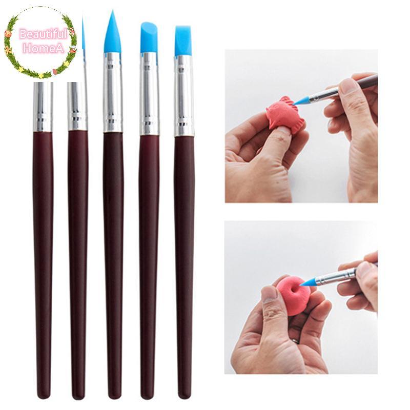 BHome 5 ชิ้น/เซ็ตซิลิโคน Clay Sculpting เครื่องมือสําหรับแปรงการสร้างแบบจําลอง Dotting เล็บเครื่องปั้นดินเผา Clays เครื่องมือ DIY แกะสลักเซรามิคประติมากรรม TH ราคาถูก Shopee Lazada