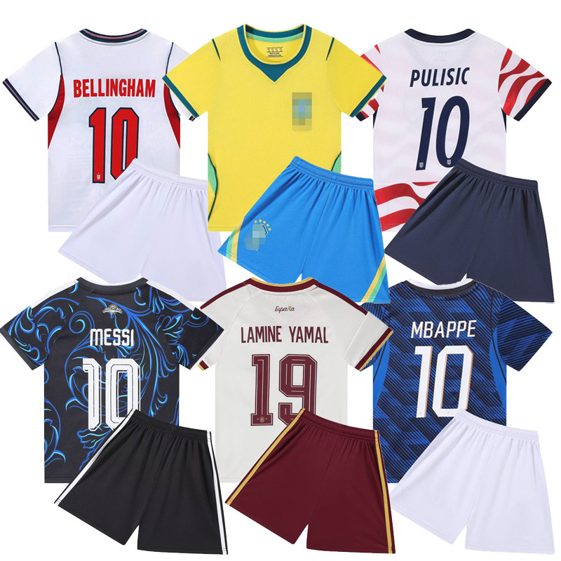 2027 ฟุตบอล เสื้อเจอร์ซีย์ ชุดฟุตบอลโลกเสื้อฟุตบอล + กางเกงขาสั้นเด็กเด็กระบายอากาศกีฬาสวมใส่สูทเสื้อผ้าฤดูร้อน