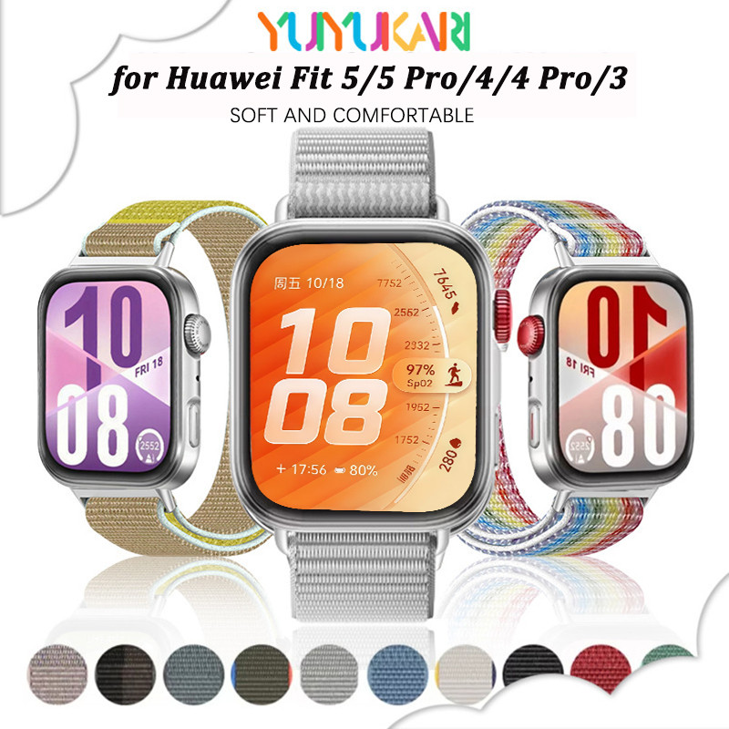 สายไนลอนหลอกสำหรับ for Huawei Watch Fit 5 4 3 / 5 Pro / 4 Pro อุปกรณ์เสริมสายพานกีฬาปรับได้สำหรับ