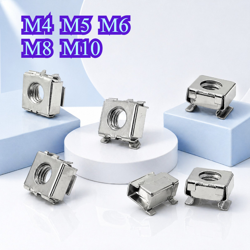 Cassette Nut Cage Floating Nut Square Snap Cabinet ชุบนิกเกิล M4/M5/M6/M8/M10 WY