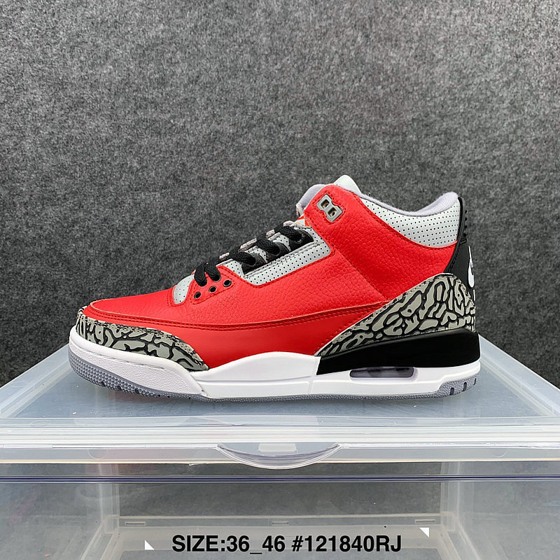 Soe Factory Wolesale AJ3 Qiao 3 Black Cement Flame Red Air Csion Anti-Slip Mens Basketball Sports So