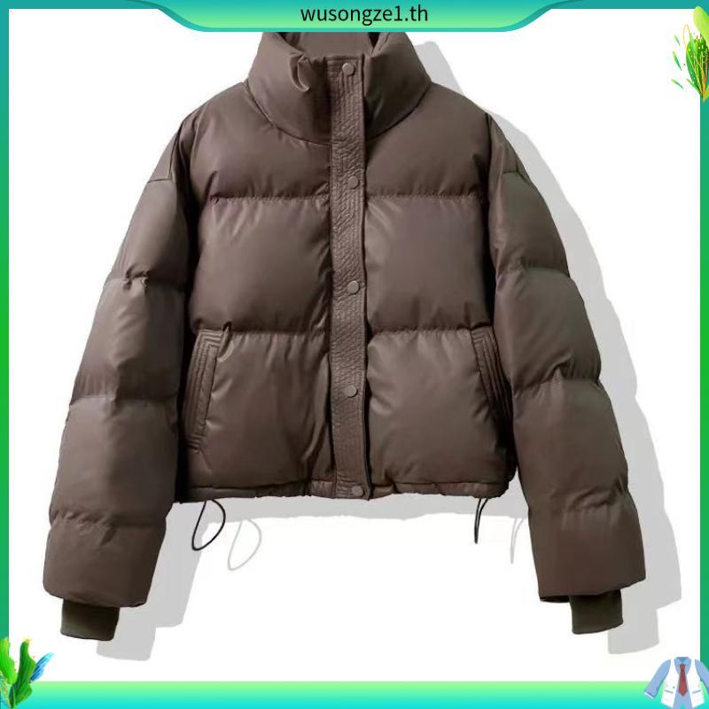Non Wash Cotton Jacket ผู้หญิงฤดูหนาว Pu หนังลงเสื้อ