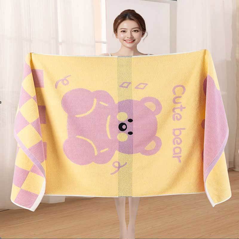 Cotton Bath Towel Cotton Absorbent Soft Big Bath Towel Lint-Free Wrapping Towel Quick-Drying wgk1