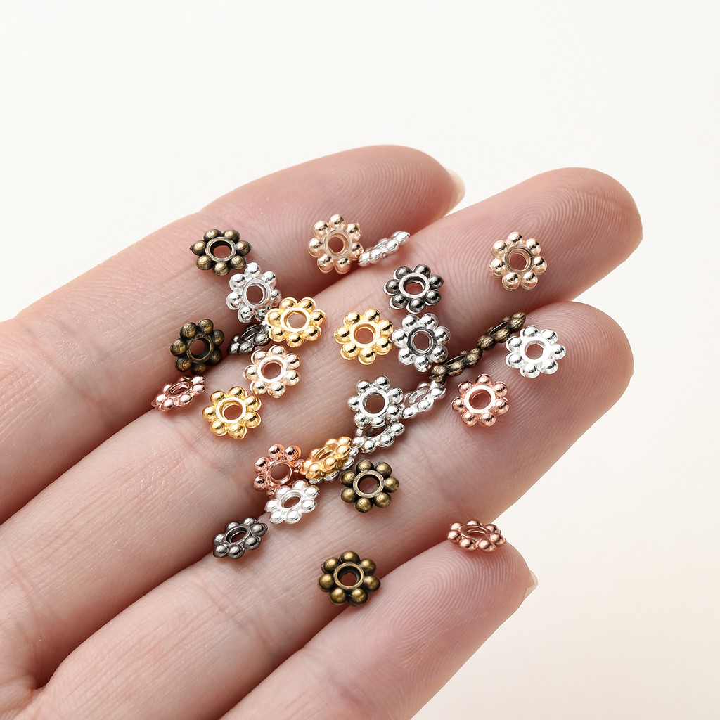 St.kunkka 200 ชิ้น 6มม. ลูกปัดคั่น CCB ลายเกล็ดหิมะ ลูกปัดดอกไม้ อะไหล่ทำสร้อยข้อมือ เครื่องประดับ DIY — صورة 5