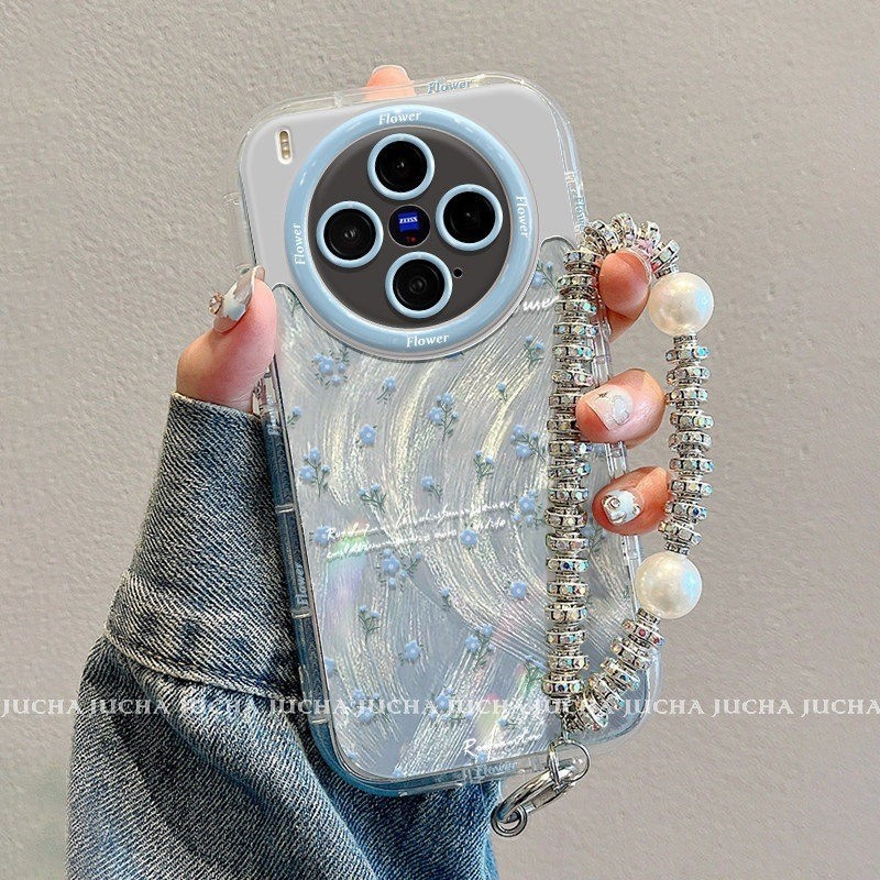 สําหรับ VIVO X300 Pro S Ultra Feather เส้นด้ายซิลิโคนเคสโทรศัพท์ High-End Niche พร้อมสร้อยข้อมือดอกไม้ Feather เส้นด้าย