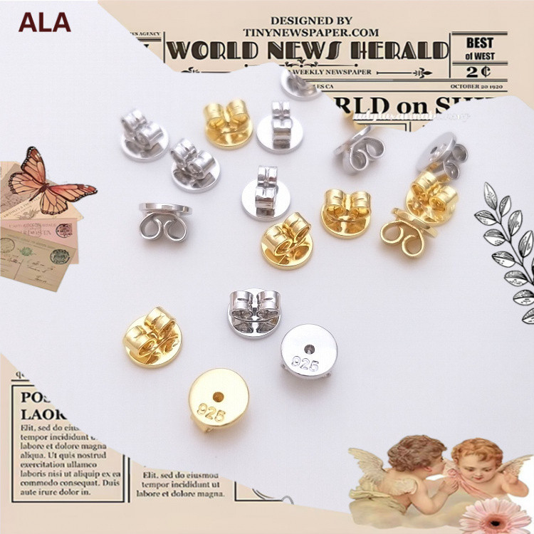 【💖เครื่องประดับ DIY💖】ปลั๊กอุดหู ชุบทอง 18K 925 สีขาว ระดับไฮเอนด์【ฝาลูกปัด/ปะเก็น】