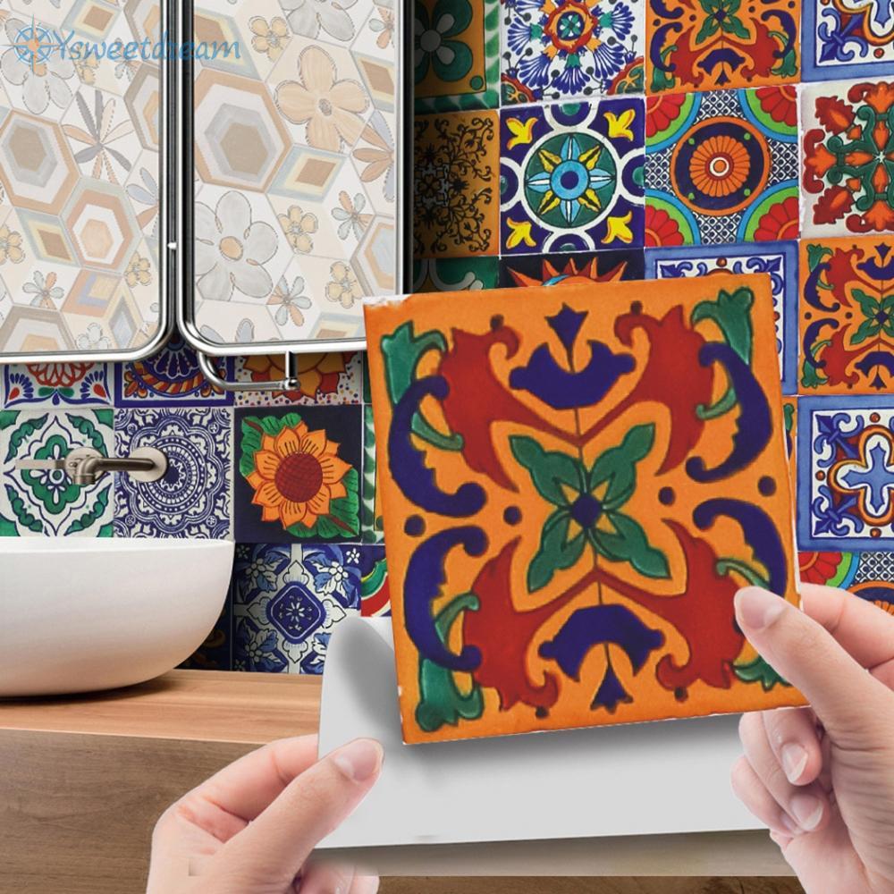 【SWTDRM】Traditional Tile Transfers-Stickers Wall Vintage Victorian Moroccan Retro Mosaic
