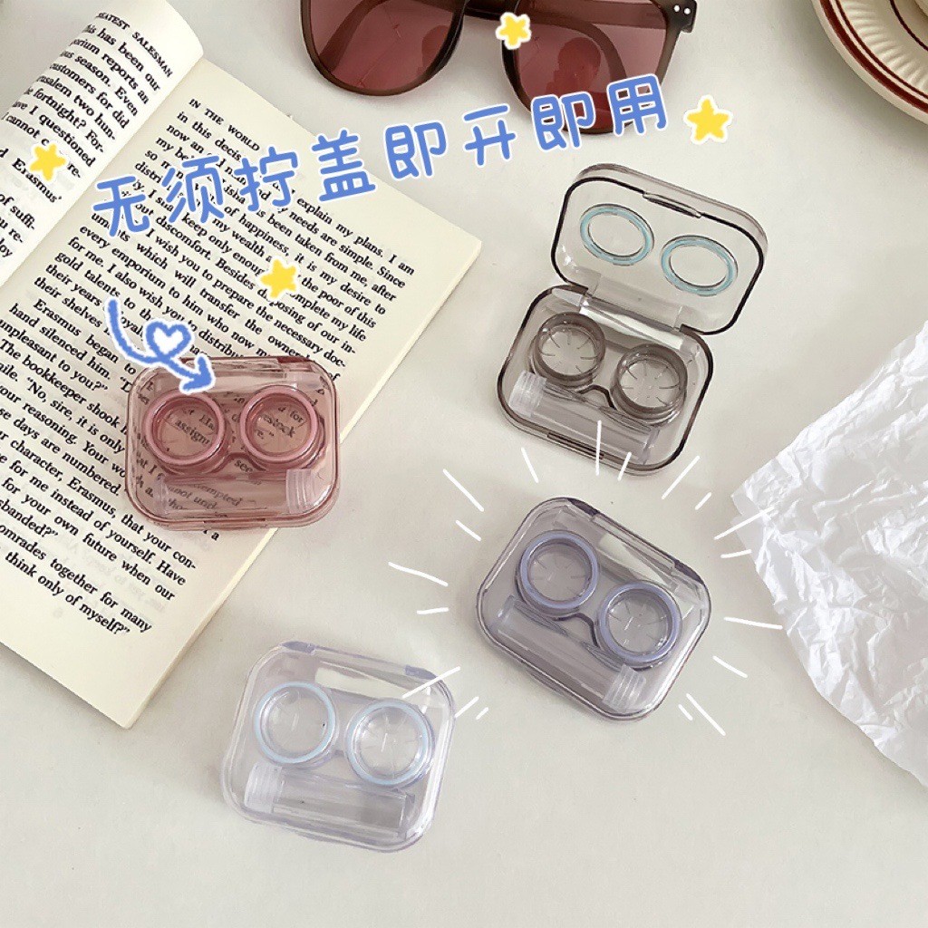 นักเรียนแบบพกพากล่องโปร่งใส United Double น่ารัก Companion Bowknot Case Contact Case แว่นตา Care Gir