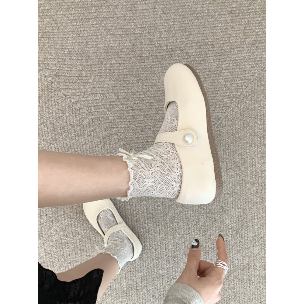 รองเท้า mary jane mary jane shoes Mary Jane Soft Sole Round Toe พร้อมรองเท้ากระโปรง