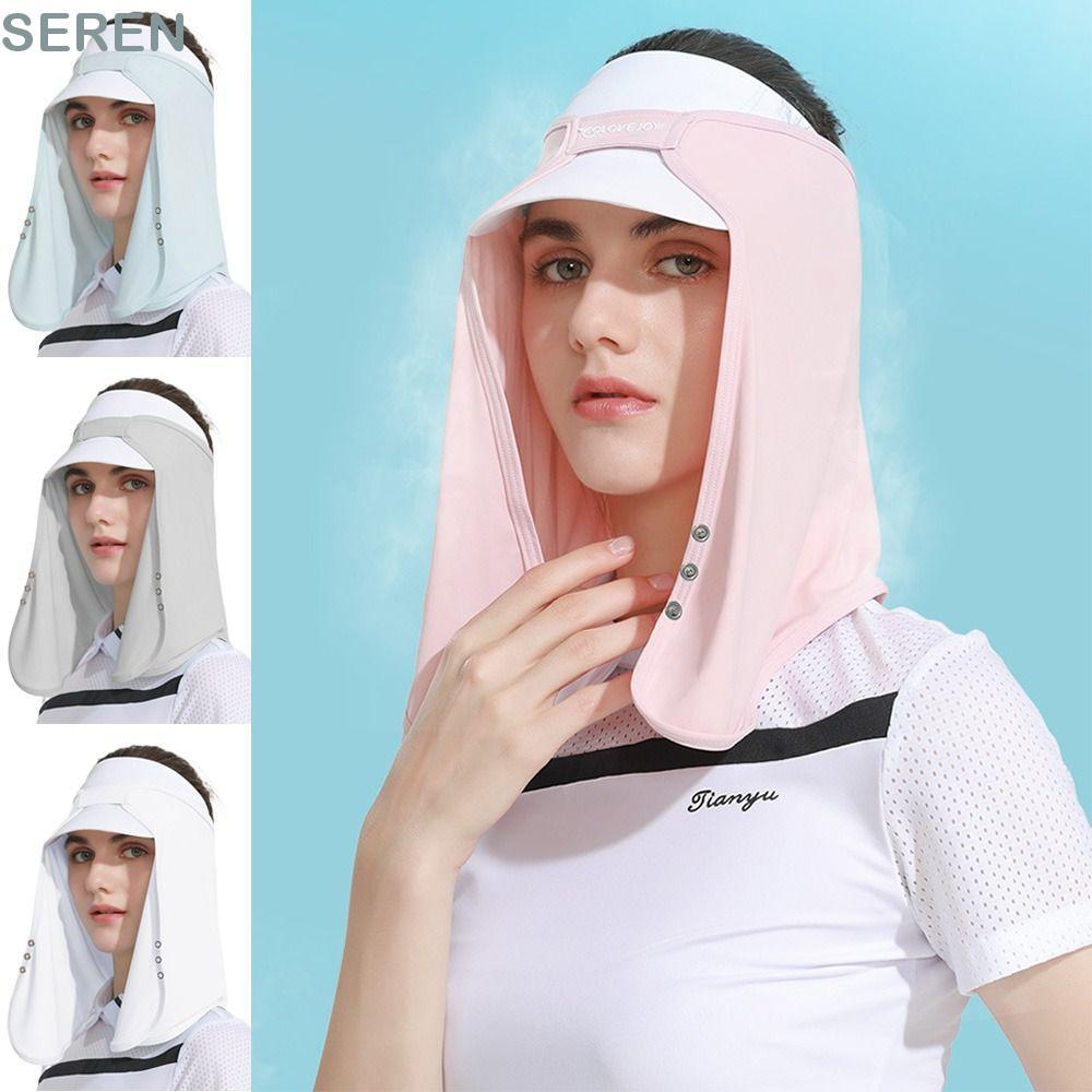 SEREN Sun Hat Cycling Face Protector Bucket Cap Casquette Hat Breathable Empty Top Hat Summer Neck C
